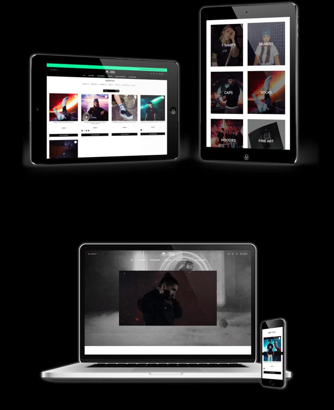 Zwei Bildschirme auf denen die Webseite von People Brands Passion abgebildet ist