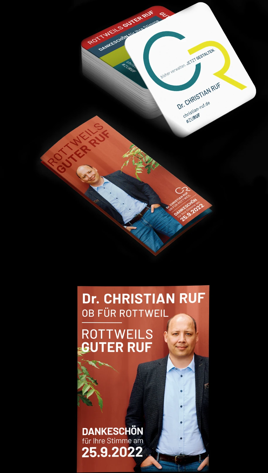 Printmedien der Wahlkampagne des rottweiler Oberbürgermeisters Christian Ruf