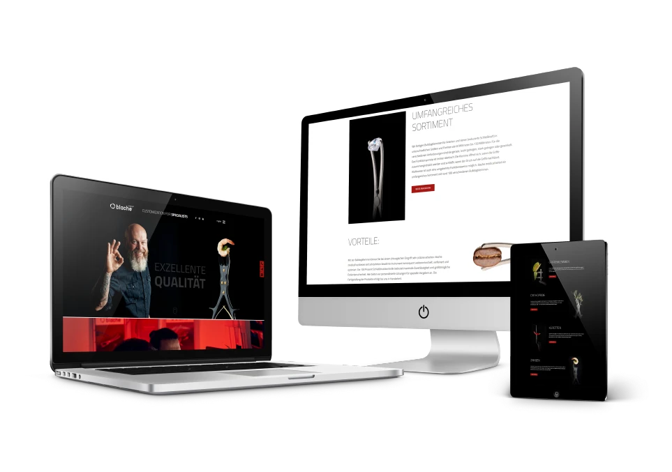 Die neue Webseite unseres Kunden blache medical auf einem neuen Computer