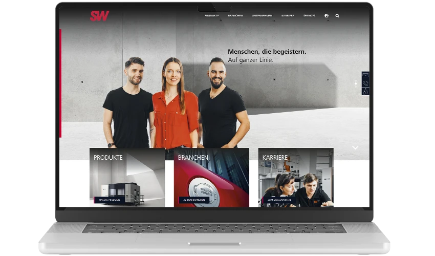 Die Webseite des arven.io-Kunden SW auf einem Laptop