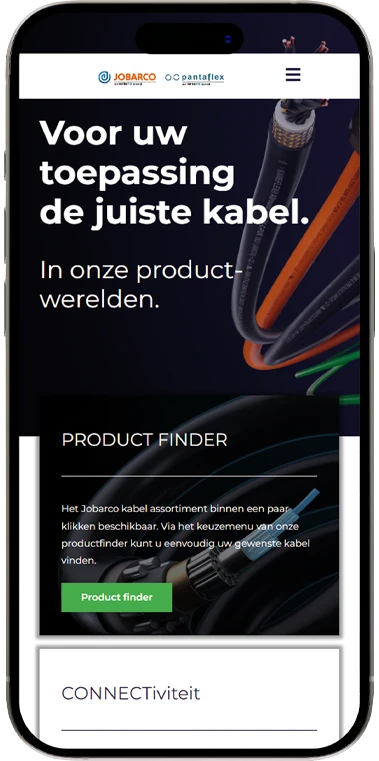 Webseiten für Tochterfirmen des arven.io-Kunden TKD Cables abgebildet auf einem Handy