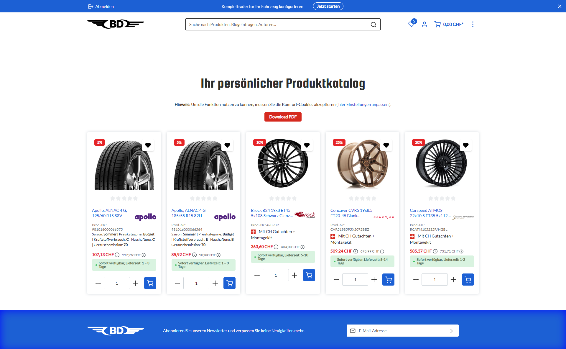 arvenio-marketingagentur-rottweil-referenz-blue-design-pdf-katalog-2 Screenshot der PDF-Funktion im Shop von Blue Design