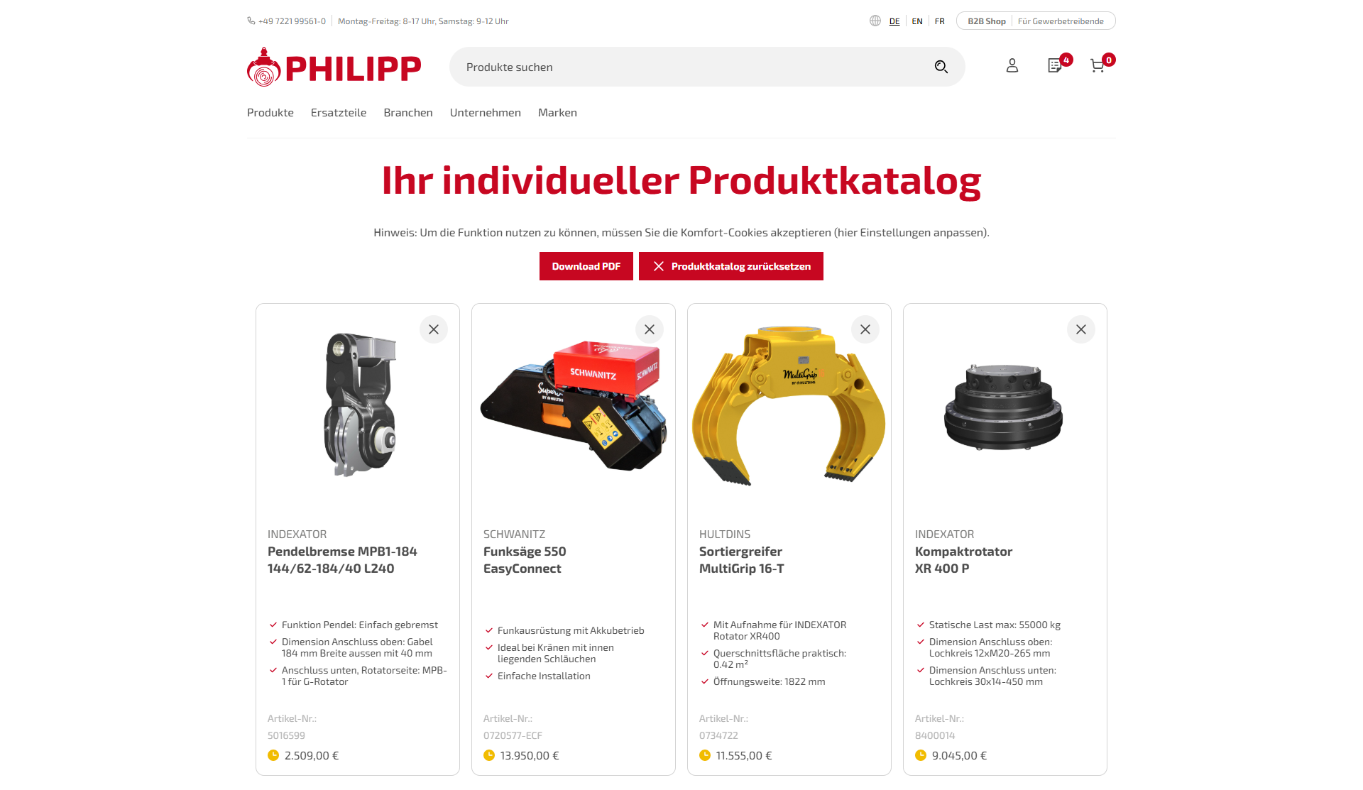 Philipp Forstwerkzeuge Shop Screenshot der PDF-Funktion aus dem PHILIPP ForstWerkzeuge Onlineshop