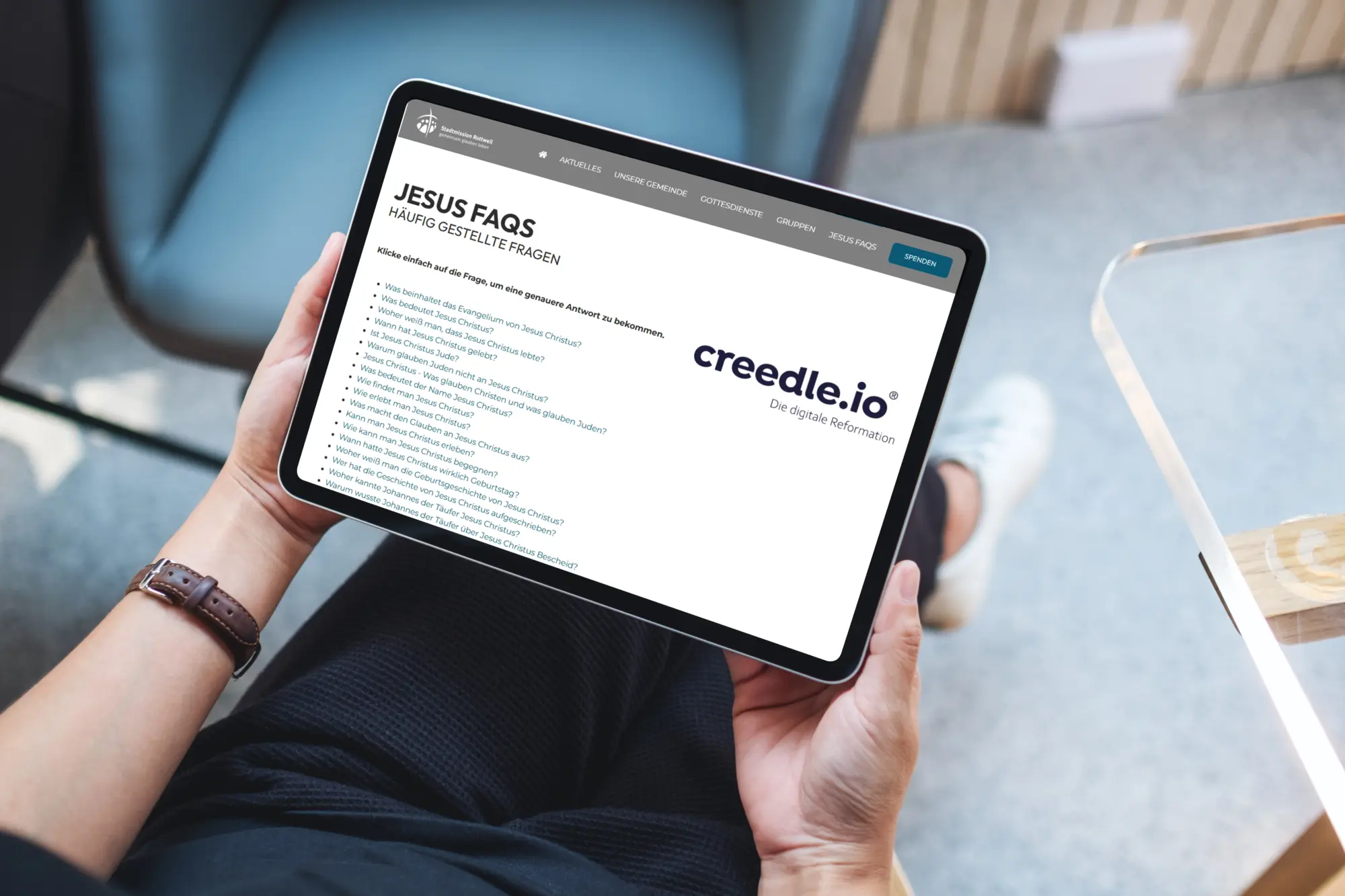 Die creedle Jesus FAQs Die Webseite des arven.io-Kunden Stadtmission Rottweil