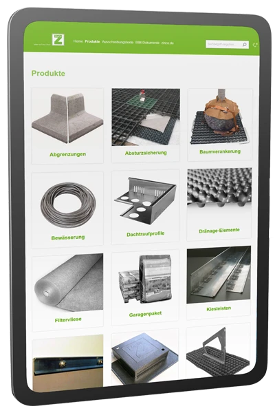 Der digitale Produktkatalog von ZinCo Der digitale Produktkatalog von ZinCo auf einem Tablet dargestellt